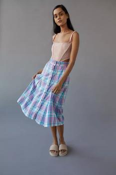 Urban Renewal | Urban Renewal Vintage Plaid Cotton Midi Skirt商品图片,5.1折, 1件9.5折, 一件九五折