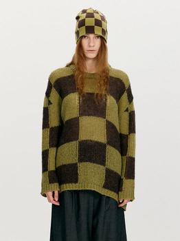 商品Wool Blend Checker Board Sweater_Green图片