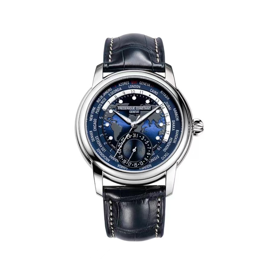 Frederique Constant | 【世界时间】康斯登自家机芯系列自动机械背透男表FC-718NWM4H6商品图片,包邮包税