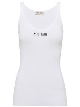 推荐Miu Miu Ribbed Knit Cotton Tank Top商品