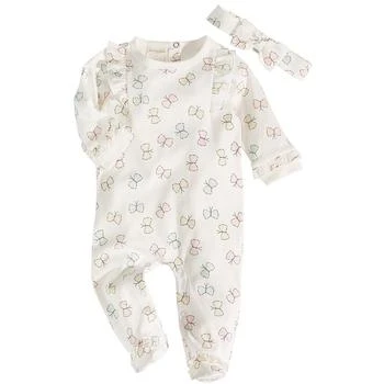First Impressions | Baby Girls Butterfly Footed Coverall and Headband, 2 Piece Set, Created for Macy's,商家Macy's,价格¥194