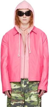 Acne Studios | Pink Zip Leather Jacket,商家Ssense US,价格¥14749