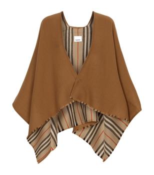 了解burberry大衣, Burberry | Icon stripe detail wool cape商品图片 