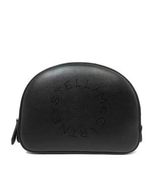 Ladies Black Leather Logo Cosmetic Case