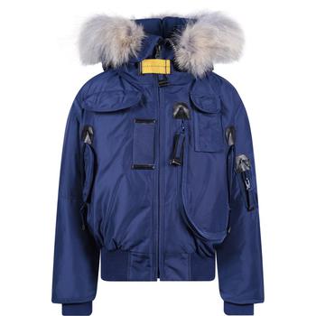 推荐Girls fur trim hood jacket in blue商品