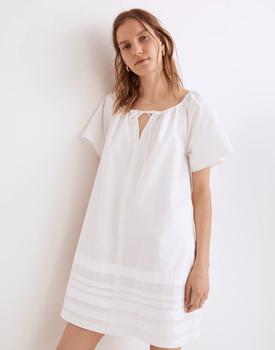 Madewell | Poplin Flutter-Sleeve Pintuck Mini Dress商品图片,2.5折×额外5折, 额外五折