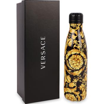 小黑瓶, Young Versace | Baroque print logo water bottle in black and golden商品图片 额外8.5折, 额外八五折