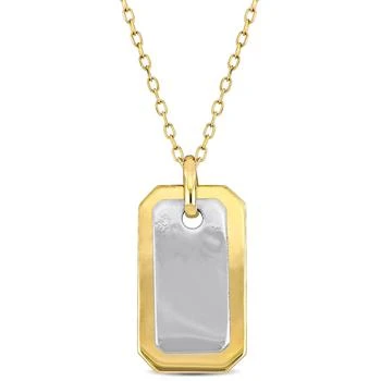 Mimi & Max | Mimi & Max Dog Tag Necklace in 10k Two-Tone Yellow and White Gold-18 in,商家Premium Outlets,价格¥2087