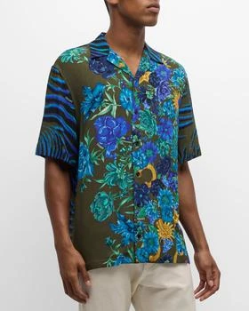 推荐Men's Wildflower Tiger-Print Camp Shirt商品