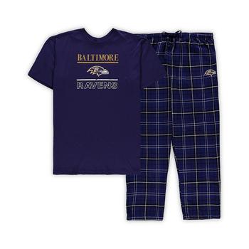 推荐Men's Purple Baltimore Ravens Big and Tall Lodge T-shirt and Pants Sleep Set商品