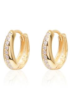 Gabi Rielle怎么样, Gabi Rielle | Wrapped and Ready Collection 14k Yellow Gold Plated Mini Pave Cubic Zirconia Huggie Hoop Earrings商品图片 4.6折