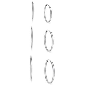商品3-Pc. Set Small Endless Hoop Earrings in 10k White Gold图片