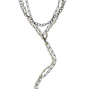 商品Adornia Messy Layered Y Pearl Necklace Silver,商家Premium Outlets,价格¥125图片