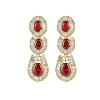商品A&M | Gold-Tone Ruby Accent Tribal Drop Earrings,商家Macy's,价格¥859图片