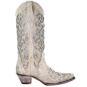 Corral Boots | A3322 Glitter Inlay Studded Snip Toe Cowboy Boots商品图片,满$100减$20, 满减
