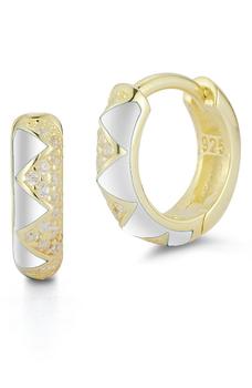 商品Sphera Milano | 14K Gold Plated Sterling Silver & CZ 18mm Geo Hoop Earrings,商家Nordstrom Rack,价格¥325图片