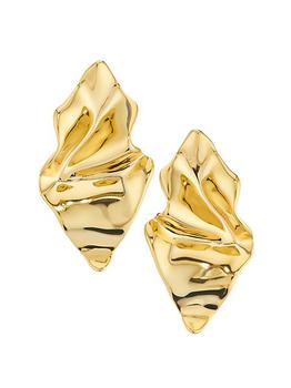 商品Small Crumpled 14K Goldplated Post Earrings图片