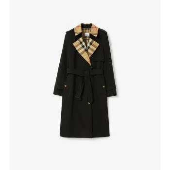 Burberry | 包邮包税【预售7天发货】 BURBERRY 24春夏 女士 风衣 格纹裁片嘎巴甸 Trench 风衣 80763621,商家TLS PARIS,价格¥18742