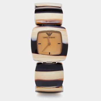 手表女阿玛尼是什么牌子, [二手商品] Emporio Armani | Emporio Armani Champagne Acrylic Stainless Steel Donna AR1305 Women's Wristwatch 27 mm商品图片 6.2折