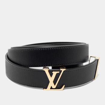推荐Louis Vuitton Black Embossed Leather LV Initiales Belt 75CM商品