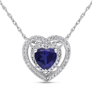 商品Julianna B | 10k White Gold Created Blue Sapphire and Diamond Necklace,商家Lord & Taylor,价格¥5853图片
