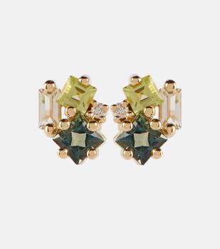 商品Suzanne Kalan | 14kt gold earrings with diamonds and gemstones,商家MyTheresa,价格¥7801图片