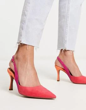 推荐ASOS DESIGN Samber slingback stiletto heels in multi商品