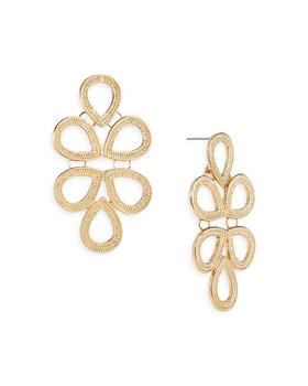 Shashi | Trellis Textured Open Pear-Shape Cluster Statement Earrings in 14K Gold Plated商品图片,