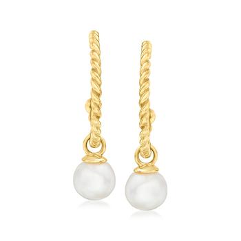 Ross-Simons | RS Pure by Ross-Simons 4-4.5mm Cultured Pearl C-Hoop Drop Earrings in 14kt Yellow Gold商品图片,7折