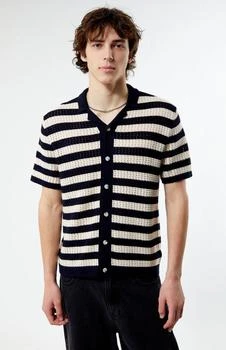 推荐Stripe Open Knit Button Down Shirt商品