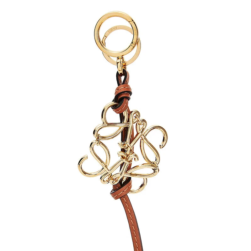Loewe | LOEWE/罗意威 金色/棕褐色小牛皮金属徽标吊饰,商家VPF,价格¥2882