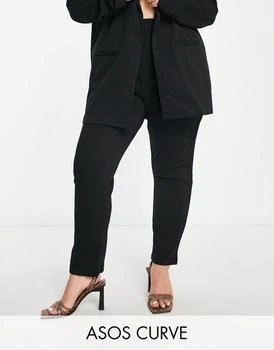 ASOS | ASOS DESIGN Curve jersey tapered suit trousers in black 独家减免邮费