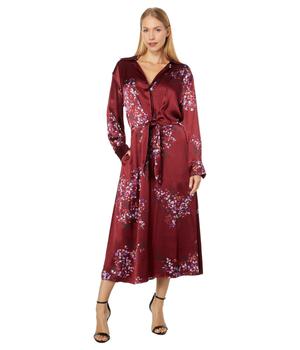 vince dress, Vince | Forsythia Long Sleeve Shaped Collar Tie Front Dress商品图片 