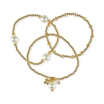 Patricia Nash | Gold-Tone 3-Pc. Set Imitation Pearl Stretch Bracelet,商家Macy's,价格¥253