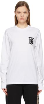 Burberry | White Monogram Atherton Long Sleeve T-Shirt商品图片,