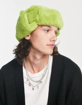 推荐Reclaimed Vintage faux fur tie up hat in green商品