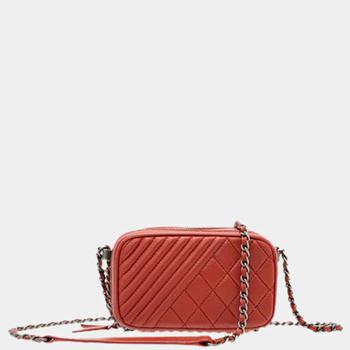 香奈儿122单肩包, [二手商品] Chanel | Chanel Red Quilted Leather Mini Coco Boy Camera Bag商品图片 7.6折