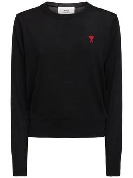 AMI | Red Ami De Coeur Wool Crewneck Sweater 