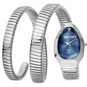 推荐Just Cavalli Women's Signature Snake Blue Dial Watch商品