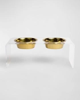 HIDDIN | Medium Clear Double Bowl Pet Feeder, 2 Quart,商家Neiman Marcus,价格¥1109