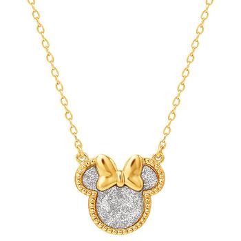 商品Disney | Minnie Mouse Glitter 18" Pendant Necklace in 18k Gold-Plated Sterling Silver,商家Macy's,价格¥667图片