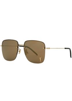 推荐Gold-tone rimless square-frame sunglasses商品