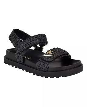 GUESS | Women's Fabrica Open Toe Slide Footbed Raffia Sandals,商家Macy's,价格¥509