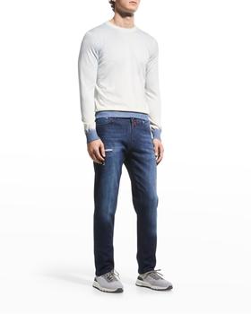 Kiton | Men's Painted Trim Cotton Crewneck Sweater商品图片,