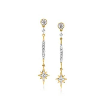 Ross-Simons | Ross-Simons Diamond Star Drop Earrings in 14kt Yellow Gold 7.9折, 独家减免邮费