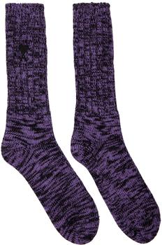 AMI | Purple & Black Ami de Cœur Socks商品图片,额外8.5折, 独家减免邮费, 额外八五折