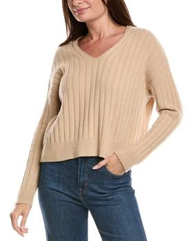 THE CASHMERE PROJECT | The Cashmere Project Wide Rib Cropped V-Neck Cashmere Sweater,商家Premium Outlets,价格¥745