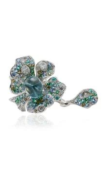 Anabela Chan | Anabela Chan - 18K White Gold Aqua Peony Multi-Stone Ring - Blue - US 5 - Moda Operandi - Gifts For Her,商家Fashion US,价格¥18113