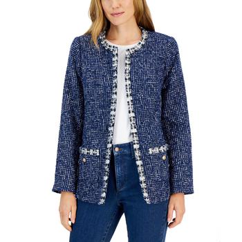 Charter Club | Women's Tweed Collarless Patch-Pocket Jacket, Created for Macy's商品图片,7.4折×额外7折, 额外七折