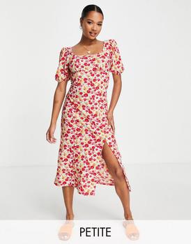 product Miss Selfridge puff sleeve midi dress in pink floral image